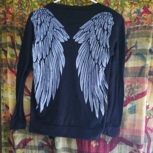 Teens Angel Wings Black Cardigan